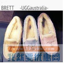 UGG® Australia Brett  三色可选 女士真皮羊毛平底鞋
