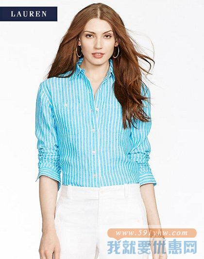 拉夫劳伦（Ralph Lauren）女士亚麻衬衫 两色可选