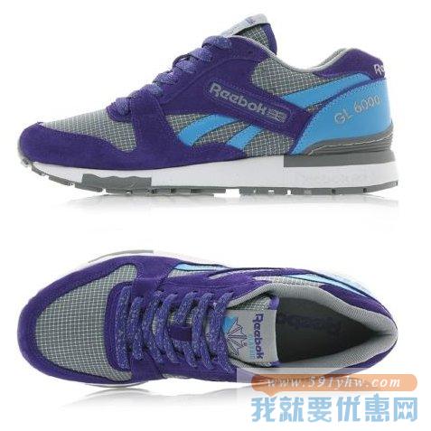 锐步（Reebok）男士复古运动跑步鞋GL 6000 紫色款