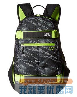 耐克Embarca Medium Backpack黑绿配色 时尚双肩背包