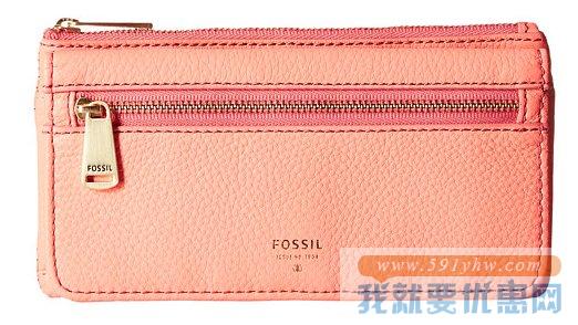 化石（Fossil）Preston Flap Clutch女士真皮手拿包/长款钱包