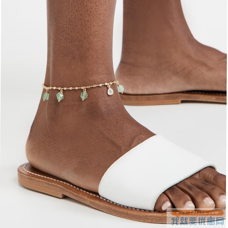 希腊小众时尚品牌：Ancient Greek Sandals 玉石脚踝链 Shopbop烧包网US$145（￥942.43元）海淘